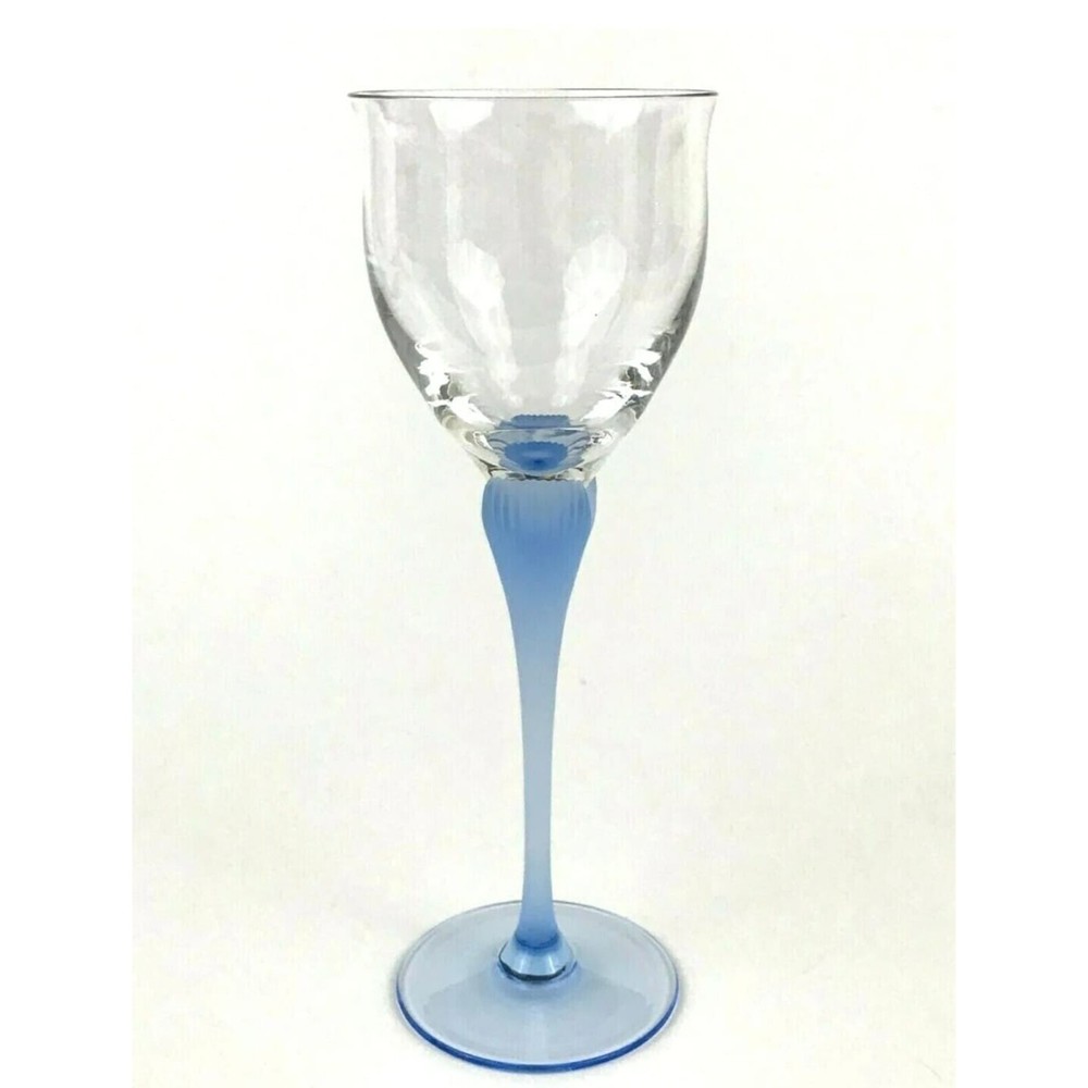 Mikasa Sea Mist Sapphire Frosted Stem Water Wine Glass Goblet